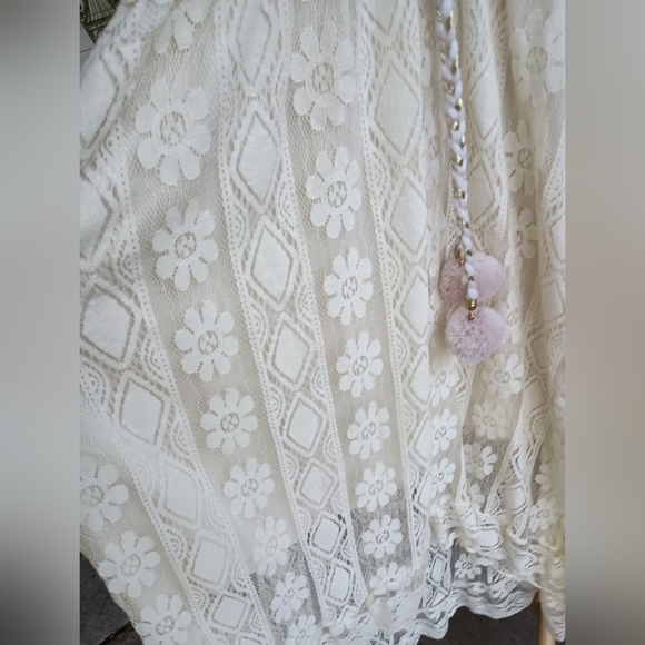 Astrid Sleeveless V-Neck Tassel Elegant Cream Lace Midi Dress_Small - Picture 5 of 9